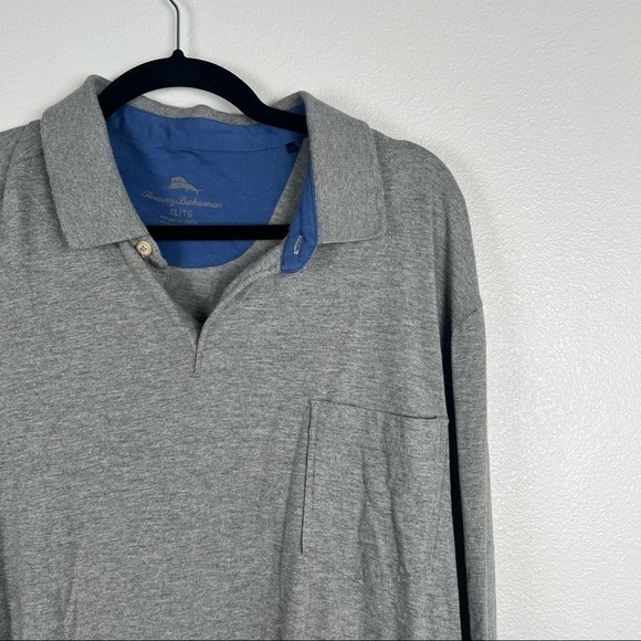 Tommy Bahama Long Sleeve Polo‎ Gray Sz XL - Picture 3 of 6